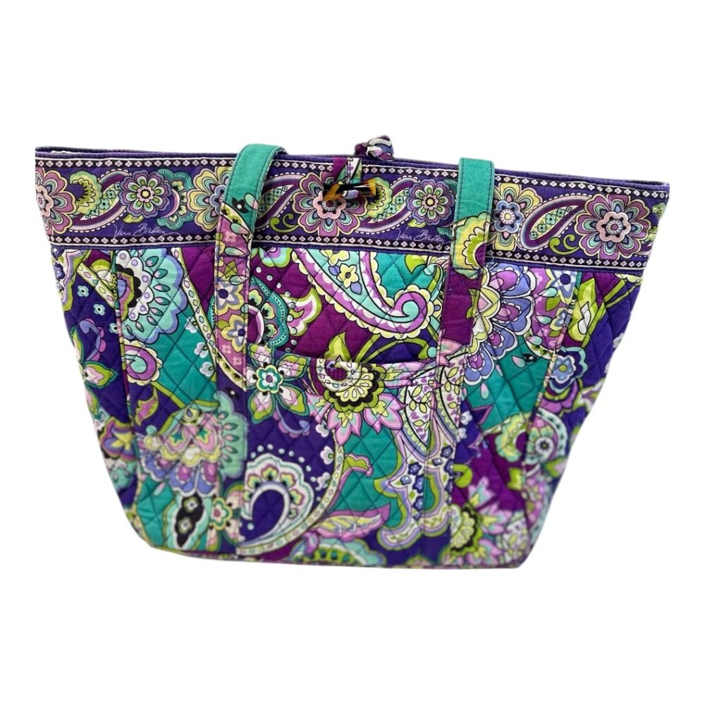 Vera Bradley Signature Laptop Tote Bag Multicolored Paisley Print - Picture 2 of 14